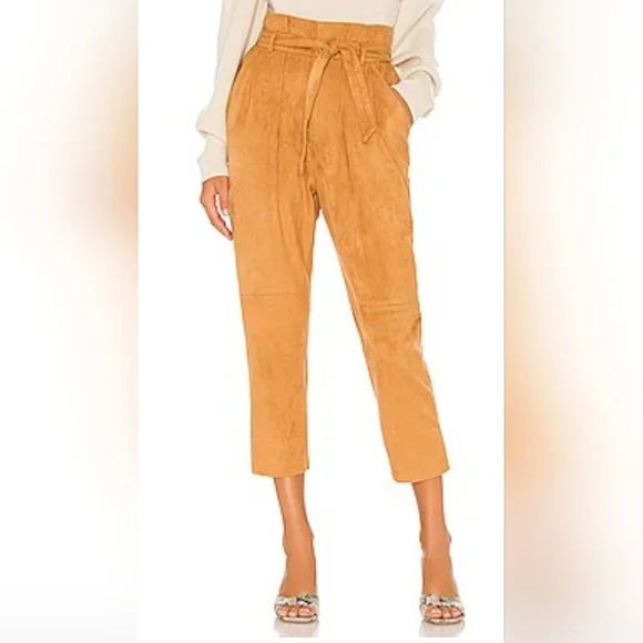 FREE PEOPLE x REVOLVE Nightfall Suede Paperbag Pant Camel, Size 4 - Picture 2 of 5